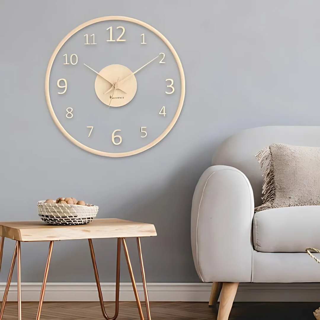 Metrona - Horloge murale élégante en bois et verre