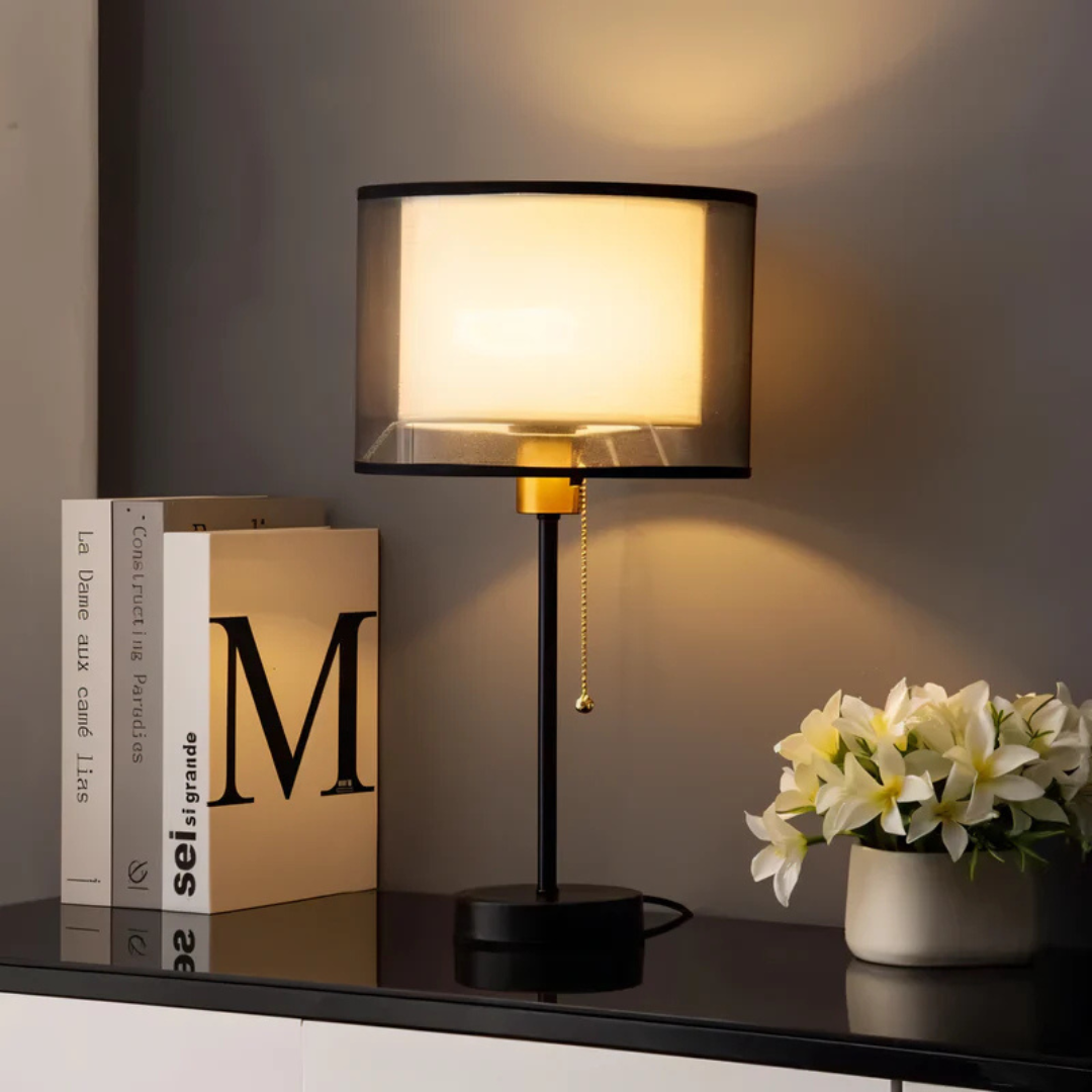 Lumys - Lampe de table avec double abat-jour en tissu