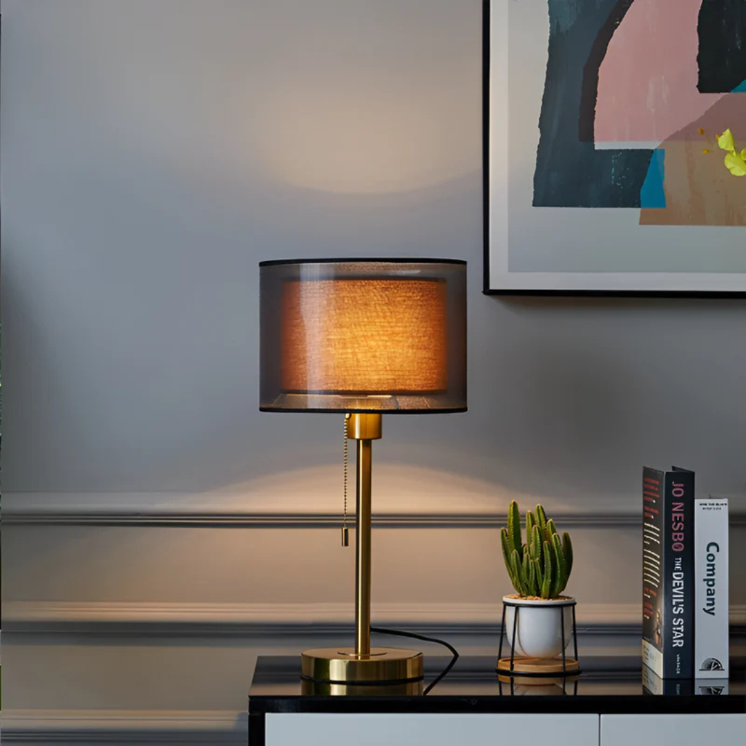 Lumys - Lampe de table avec double abat-jour en tissu