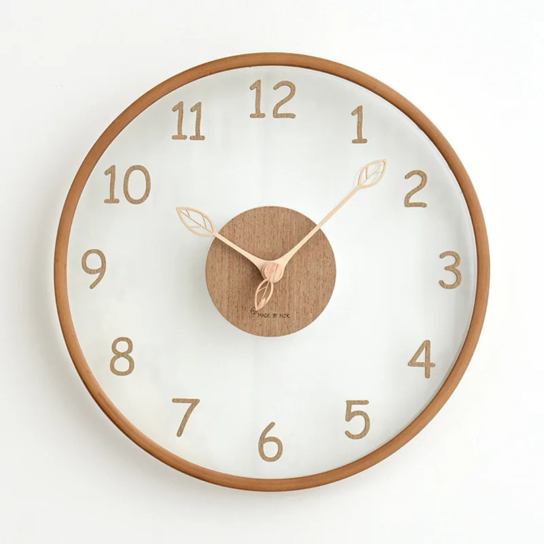 Metrona - Horloge murale élégante en bois et verre