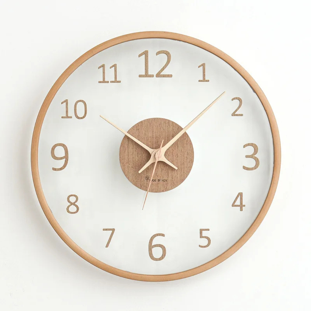Metrona - Horloge murale élégante en bois et verre