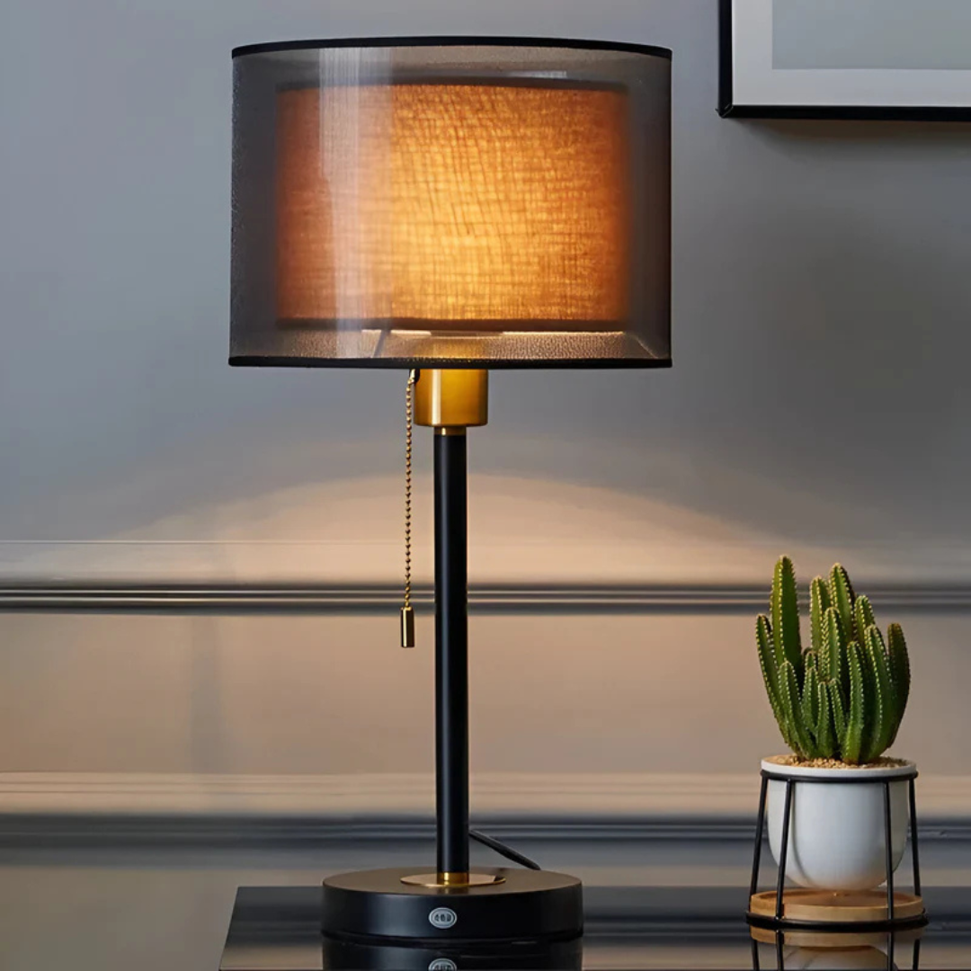 Lumys - Lampe de table avec double abat-jour en tissu