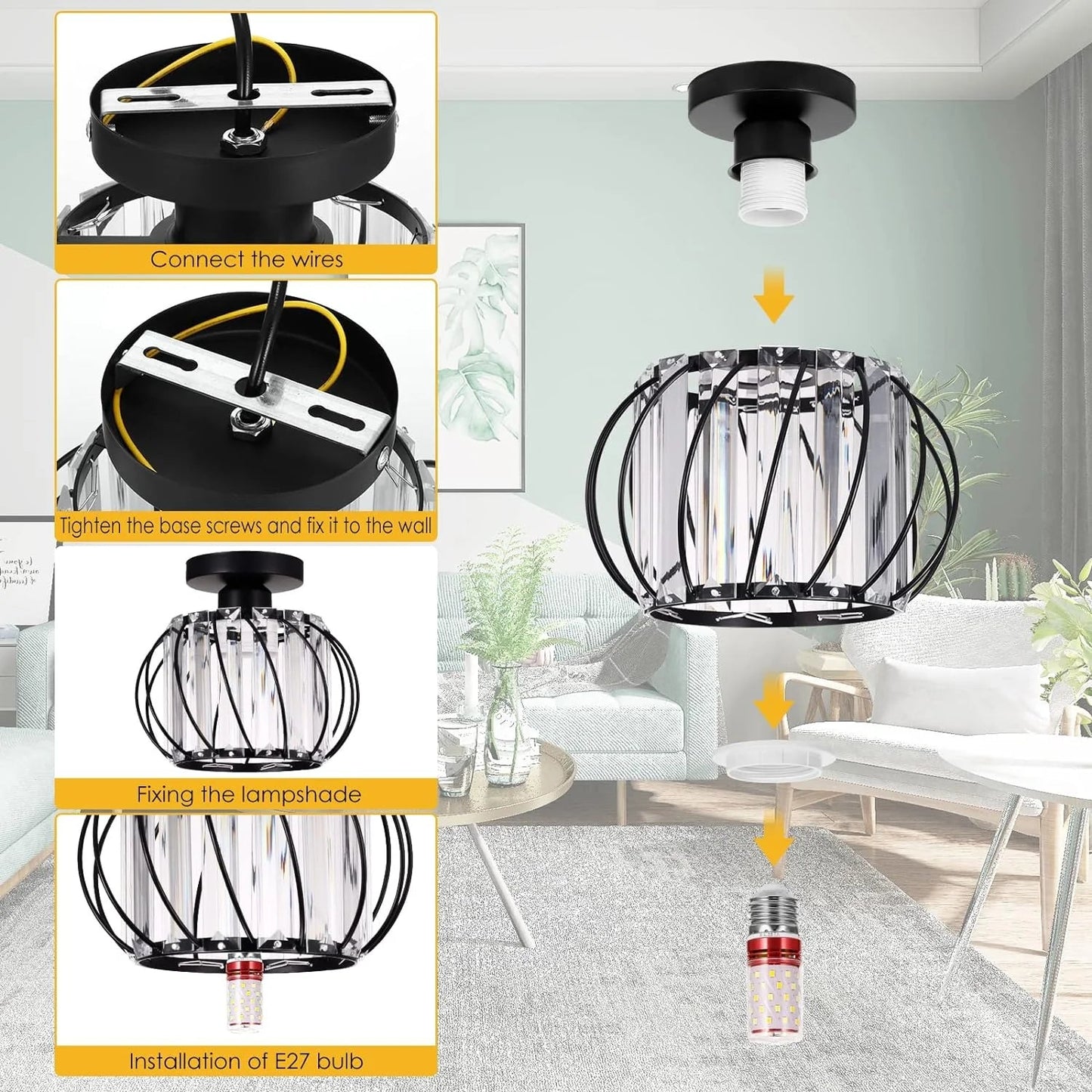 Modern Creative Lantern Shape Glass Ceiling Light