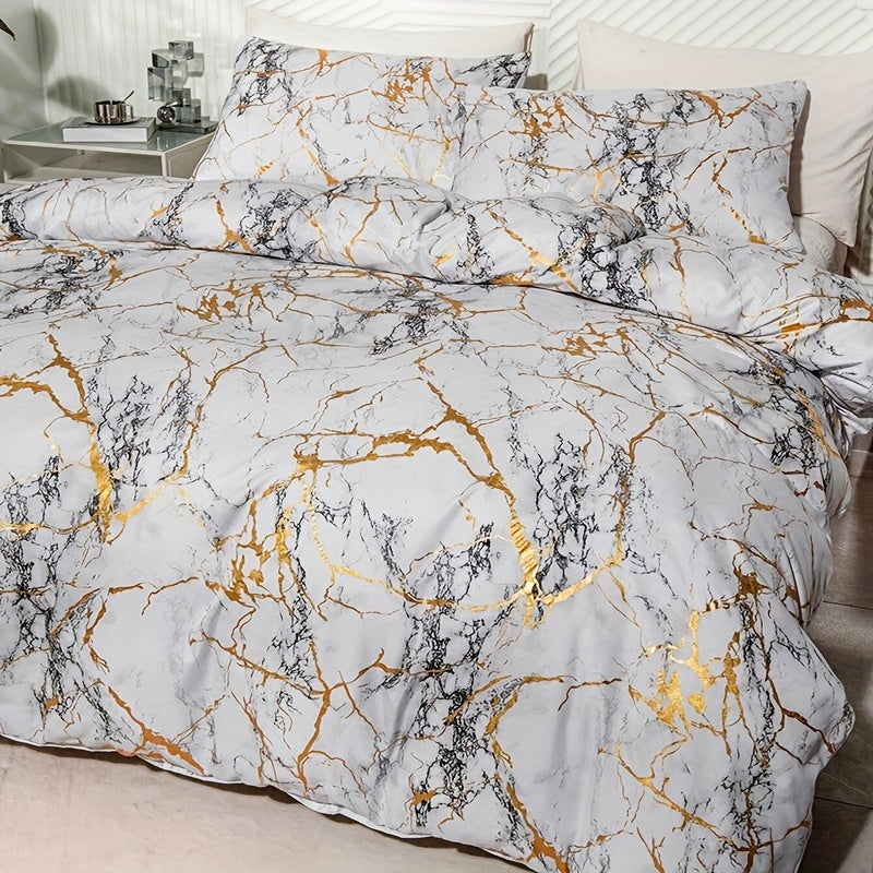 Xalior - Housse de couette luxueuse et confortable en marbre