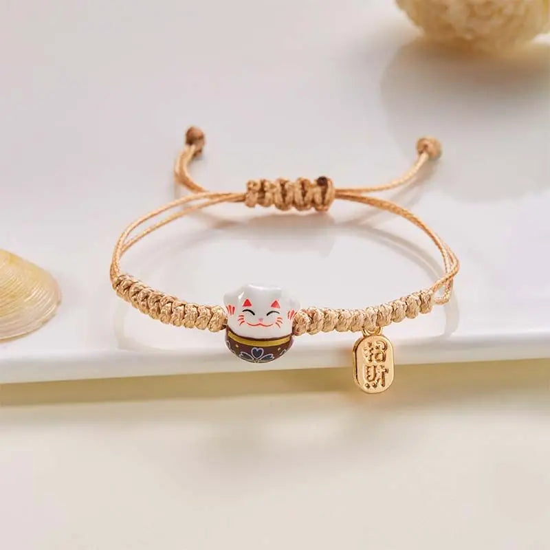 Bracelet japonais porte-bonheur marron