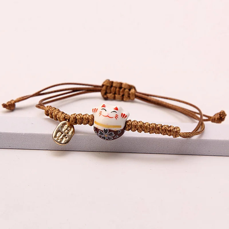 Bracelet japonais porte-bonheur café