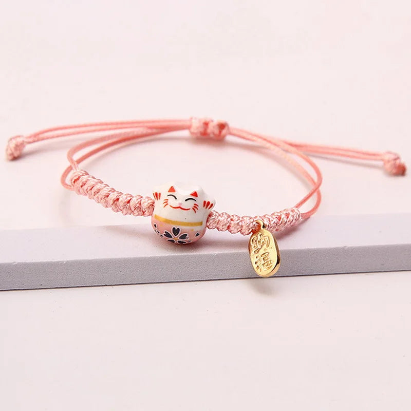 Bracelet japonais porte-bonheur rose
