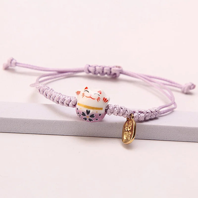 Bracelet japonais porte-bonheur violet