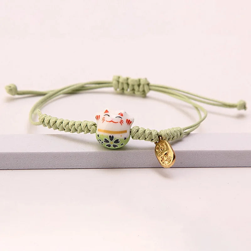 Bracelet japonais porte-bonheur vert