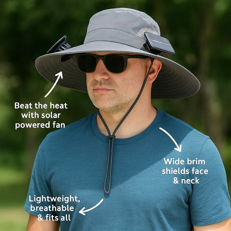 Chapeau ventilateur solaire pour le jardinage et les aventures en plein air