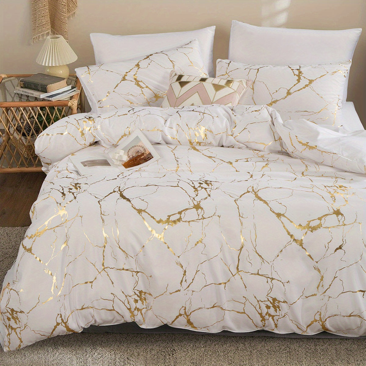 Xalior - Housse de couette luxueuse et confortable en marbre