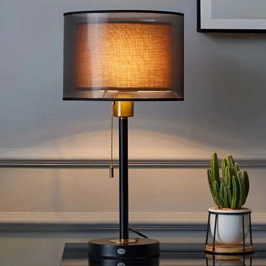 Lumys - Lampe de table avec double abat-jour en tissu