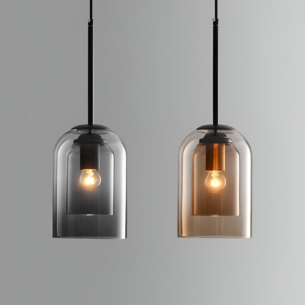 Snygg Dubbelglas Pendellampa - Hänglampa för Samtida Inredning