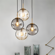 ChroDent Pendellampa - Rund Champagne Grå Glas LED Pendellampa - Vintage Wabi Sabi Belysning