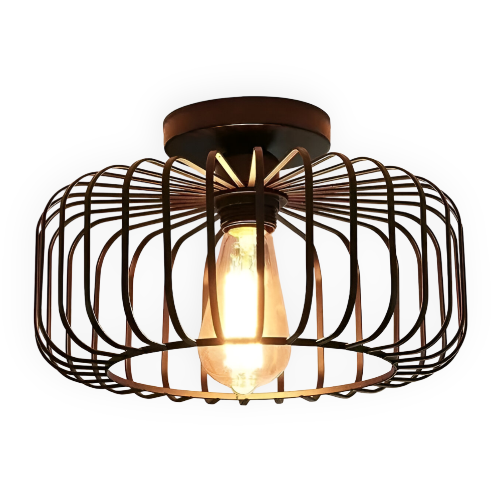 E27 Fågelbur Taklampa - Svart Bur Ljus - Taklampa Påbyggnad