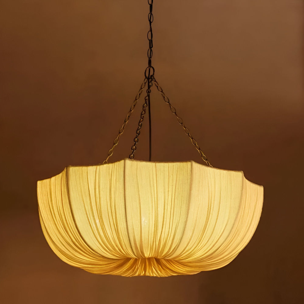 Stoff Wabi-Sabi Stil Pendellampa - Rustik Vågformad Skålformad Hänglampa