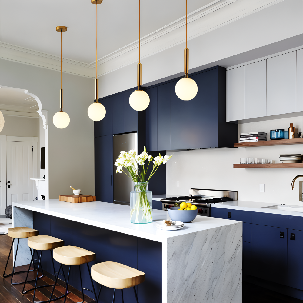 FrostGlobe Pendellampa - Rund Vit Glas Skärm Hänglampa för Moderna Rum