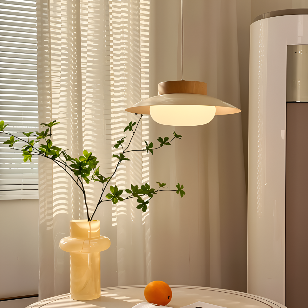 Icryl Pendellampa - Japansk Hänglampa i Krämfärgad Skålform