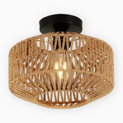 LustreBoho Taklampa - Handgjord Rattan Taklampa - Rattan Flush Mount Lampa