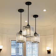 MagesticSpark Pendellampa - Svart Guld Pendellampa Fyrkantig - Kristall Hängande Dekorationer Lampa