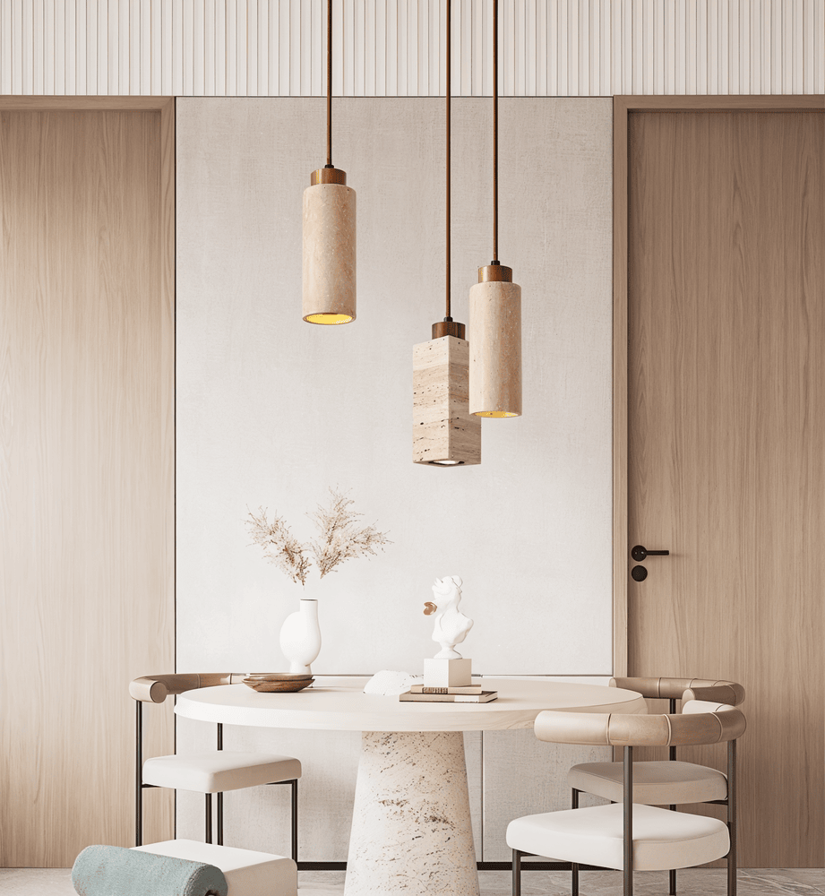 Marmor Taklampor Belysning - Cylindriska Lampor i Marmor - Pendellampa med Rör