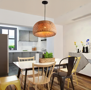 Ästetisk Kuppel Rattan Pendellampa - Handflätad Bambus Wicker Hänglampa