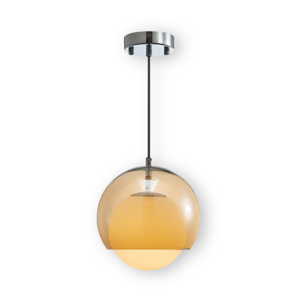 OrangeOrb Pendellampa - Retro Bauhaus Glas Hänglampa - Dubbelskiktad Lampa