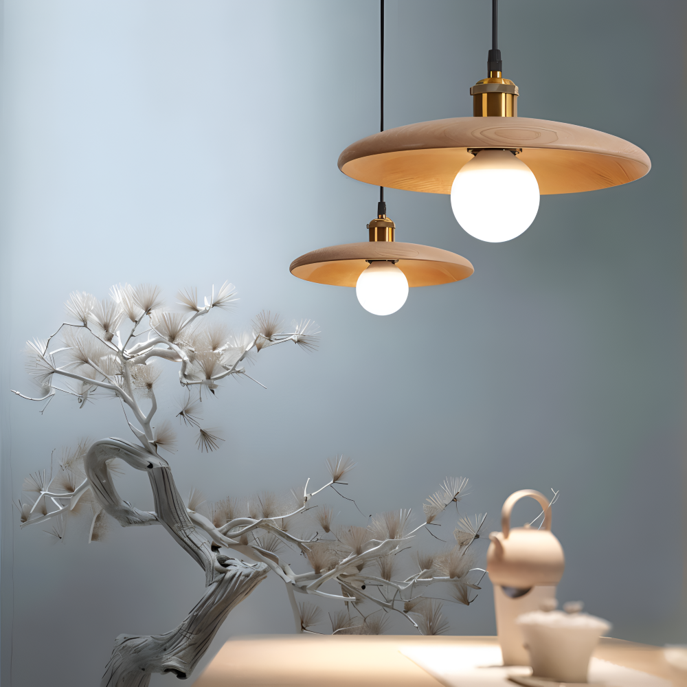 WooDisk Pendellampa - Underkopplampa - Hänglampa i Trä