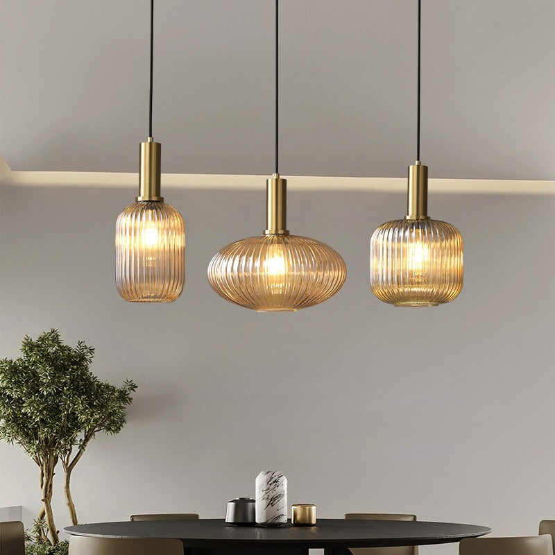 Hanging lamp in tinted glass