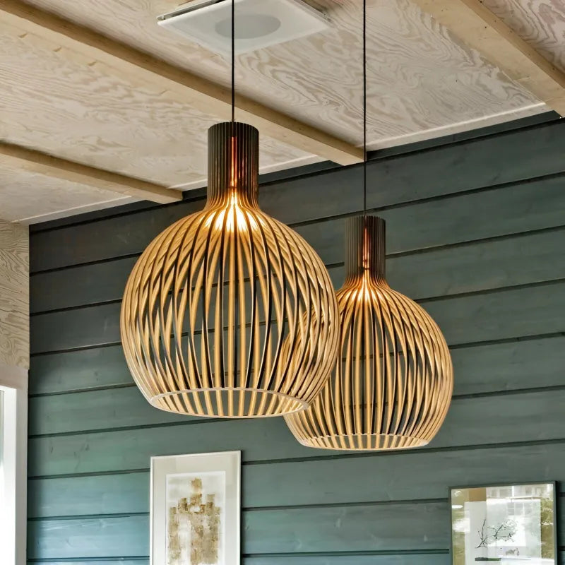 Skandi Wood – Suspension vintage en bois au design rustique
