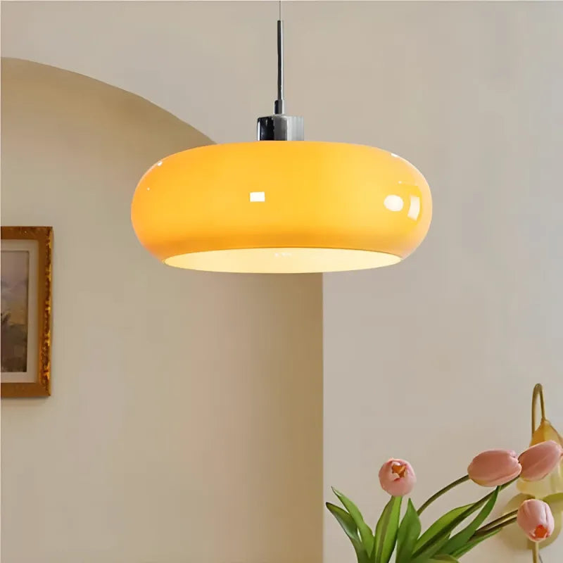 Suspension rétro minimaliste Bauhaus en verre - Suspension moderne de forme circulaire