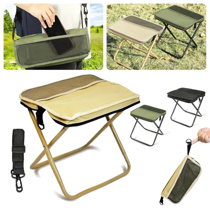 Tabouret pliant portable avec pochette de transport
